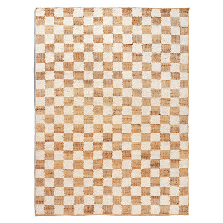 ferm LIVING Check Wool Jute Rugs & Runners, Off-white/ Natural, 140x200cm