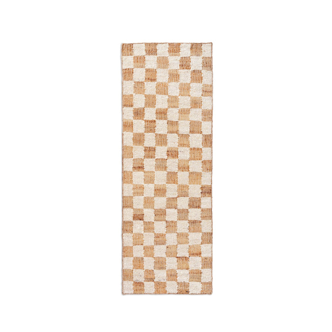 ferm LIVING Check Wool Jute Rugs & Runners, Off-white/ Natural 70x180cm