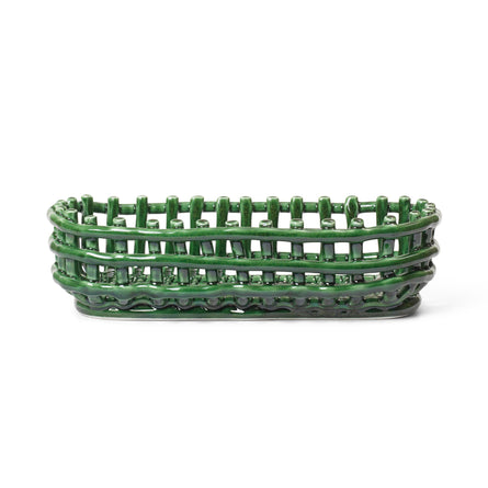 ferm LIVING Ceramic Oval Basket - Emerald Green
