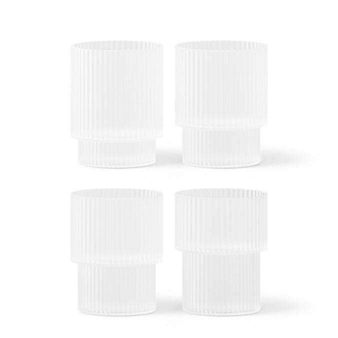 ferm LIVING Ripple Glasses, Set of 4, Frosted