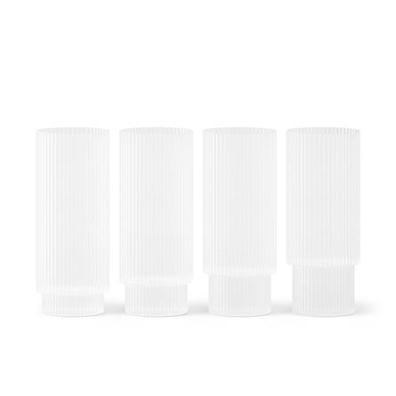 ferm LIVING Ripple Long Drink Glasses, Set of 4, Frosted