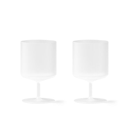 ferm LIVING Ripple Wine Glasses, Set of 2, Frosted