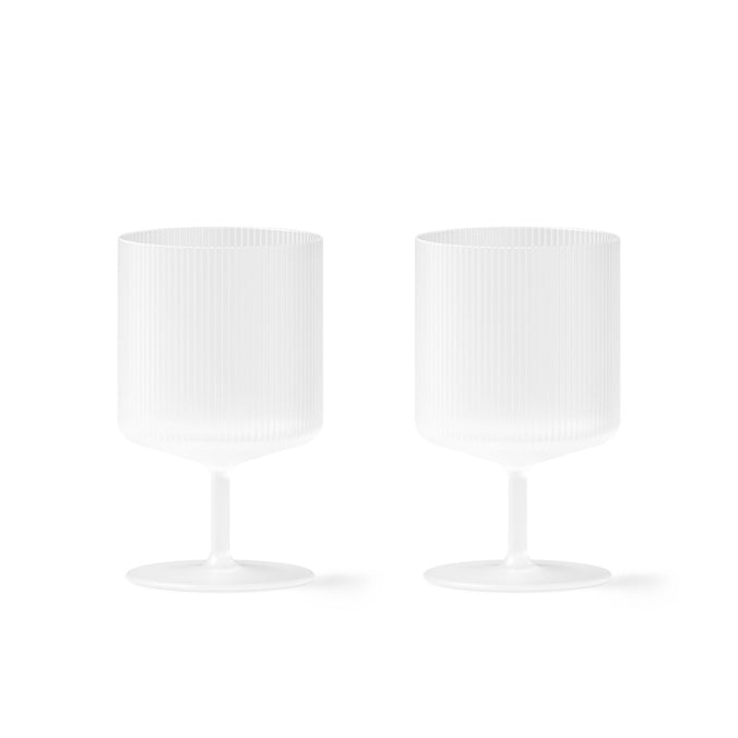 ferm LIVING Ripple Wine Glasses, Set of 2, Frosted