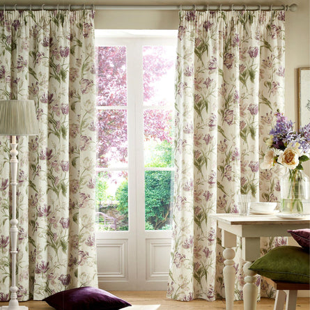 Laura Ashley Gosford Grape Lined Pencil Pleat Curtains