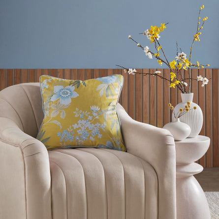 Graham & Brown Kimono Dreams Yellow Feather Filled Cushion, 50x50cm