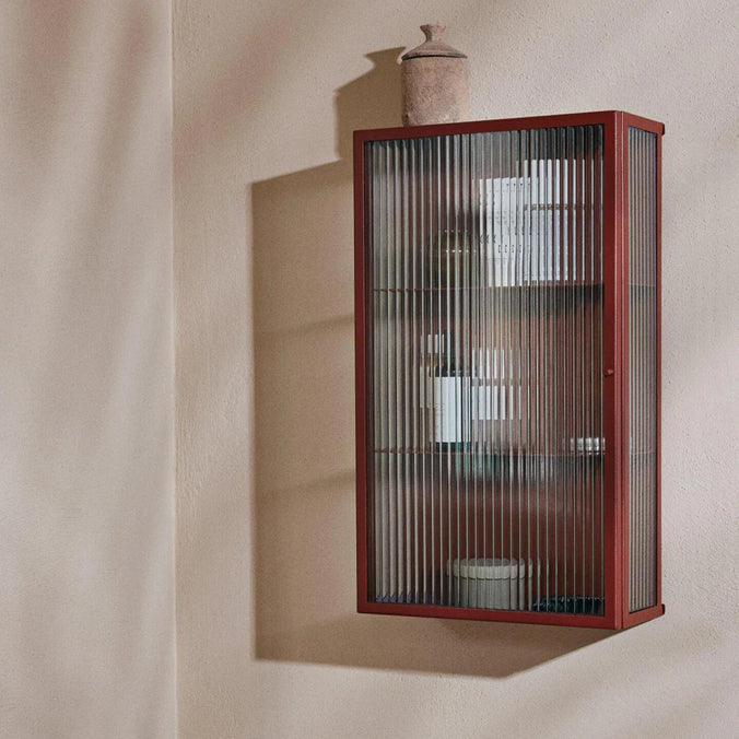 Ferm Living Haze Wall Cabinet - Reeded Glass - Oxide Red