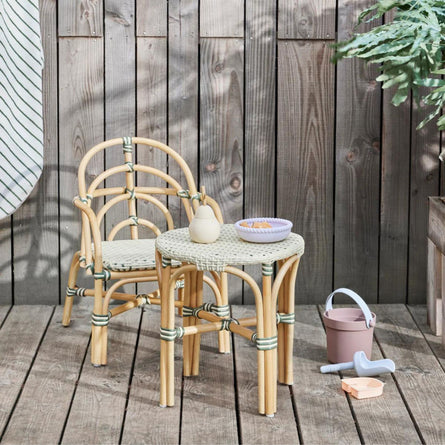 Oyoy Momi Mini Outdoor Tables & Chairs, Vanilla/Olive