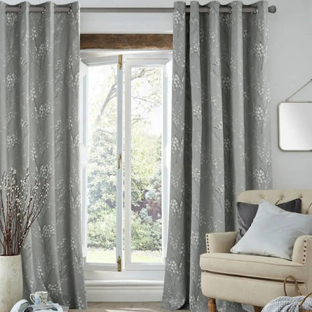 Laura Ashley Pussy Willow Steel Lined Eyelet Curtains