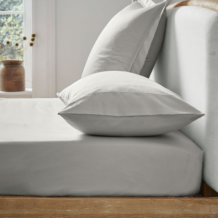 Ted Baker Plain Dye Bedding Collection Fitted Sheet, Super King 180x200cm, Silver Grey