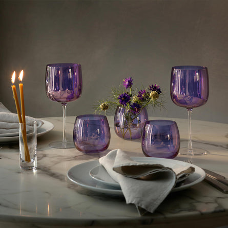 LSA Aurora Balloon Glass, 680ml Polar Violet, Set of 4