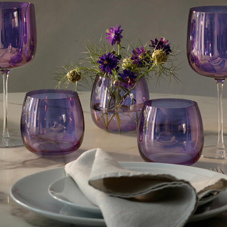 LSA Aurora Stemless Glass, 370ml Polar Violet, Set of 4