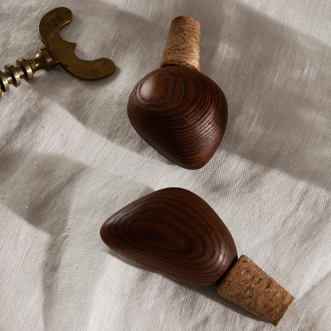 ferm LIVING Cairn Wine Stoppers - Set of 2 - Dark Brown