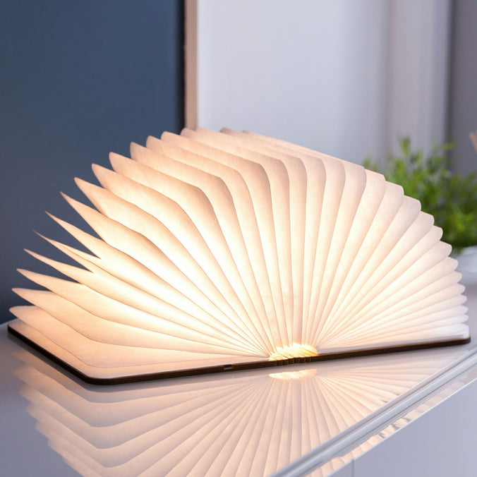 Gingko Natural Wood Smart Book Light, Large