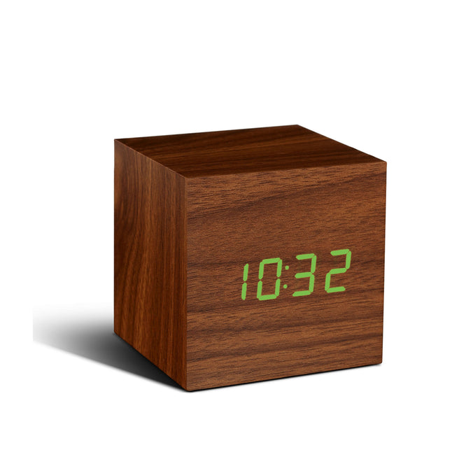 Gingko Wooden Cube Click Clock, LED