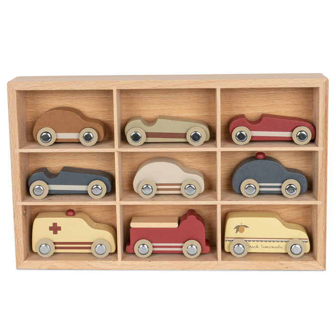 Konges Sløjd Wooden Mini Cars, Set of 9