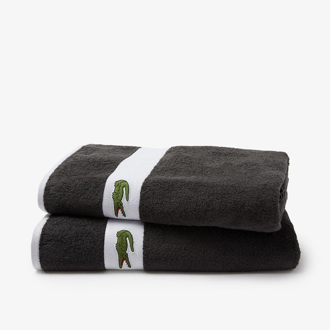 Lacoste L Casual Shower Towel, 70x140cm, Charcoal Grey