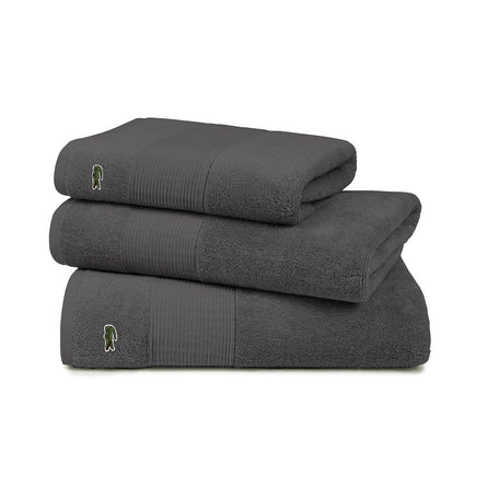 Lacoste Le Croco Towels, Charcoal Grey