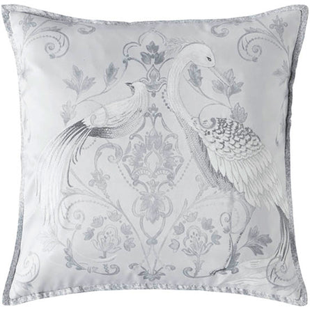 Laura Ashley Tregaron Embroidered Velvet Silver Feather Filled Cushion, 50x50cm