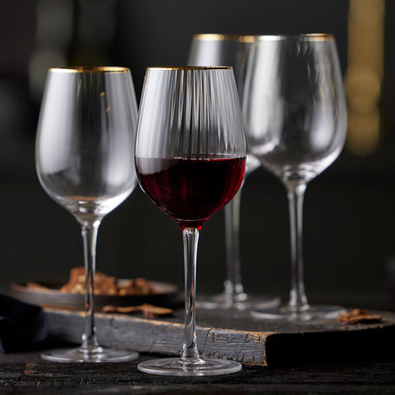 Lyngby Glas Palermo Gold Red Wine Glass 40cl, Set of 4