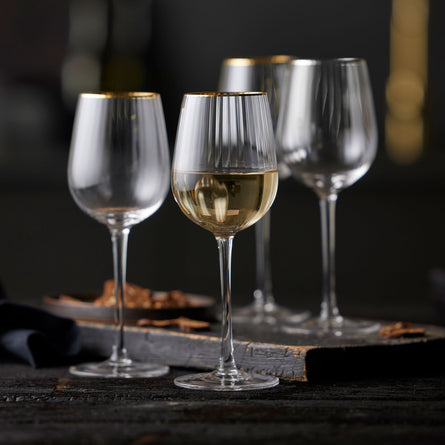 Lyngby Glas Palermo Gold White Wine Glass 30cl, Set of 4