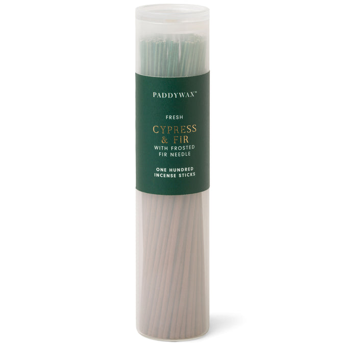 Paddywax Cypress & Fir 100 Green Incense Sticks, Eucalyptus & Pine Cones