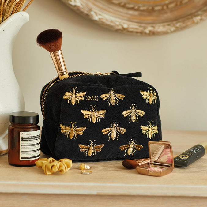 Elizabeth Scarlett Honey Bee Velvet Cosmetics Bag