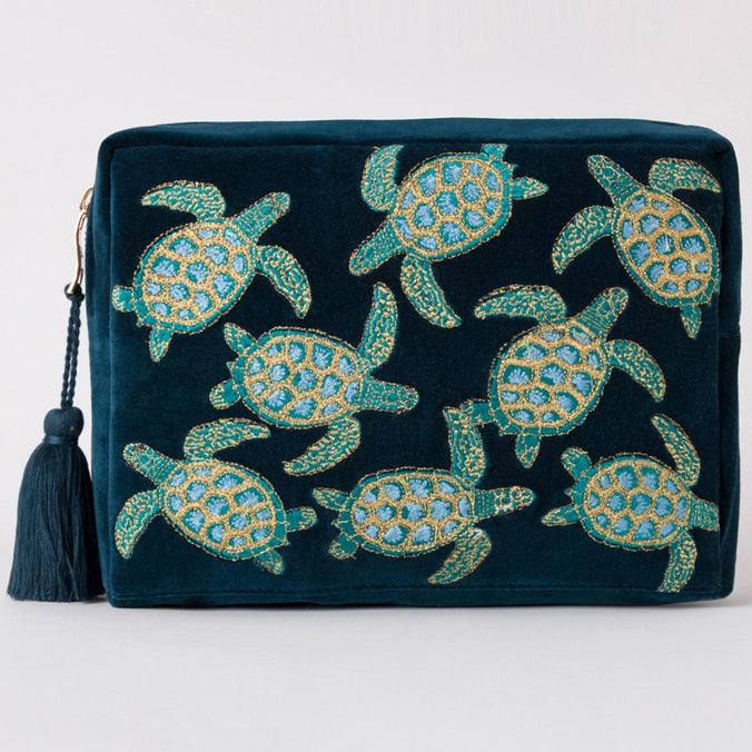 Elizabeth Scarlett Turtle Wash Bag, Marine Blue