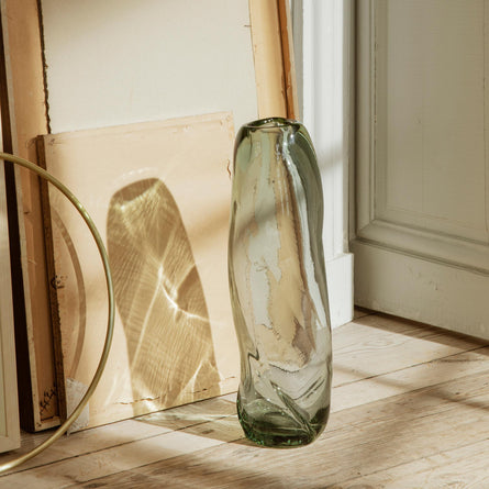 ferm LIVING Water Swirl Vase, Recycled Clear Glass, Tall