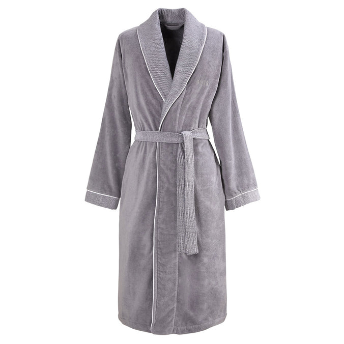 BOSS Home Lord Men's Cotton Dressing Gown, Grey