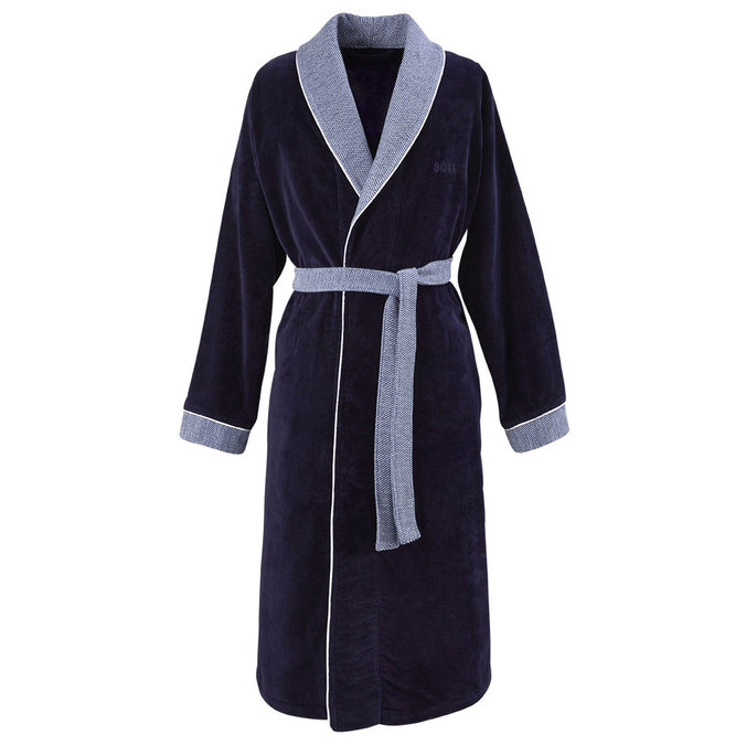 BOSS Home Lord Men's Cotton Dressing Gown, Navy Blue
