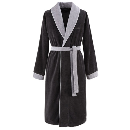 BOSS Home Lord Men's Cotton Dressing Gown, Onyx Black