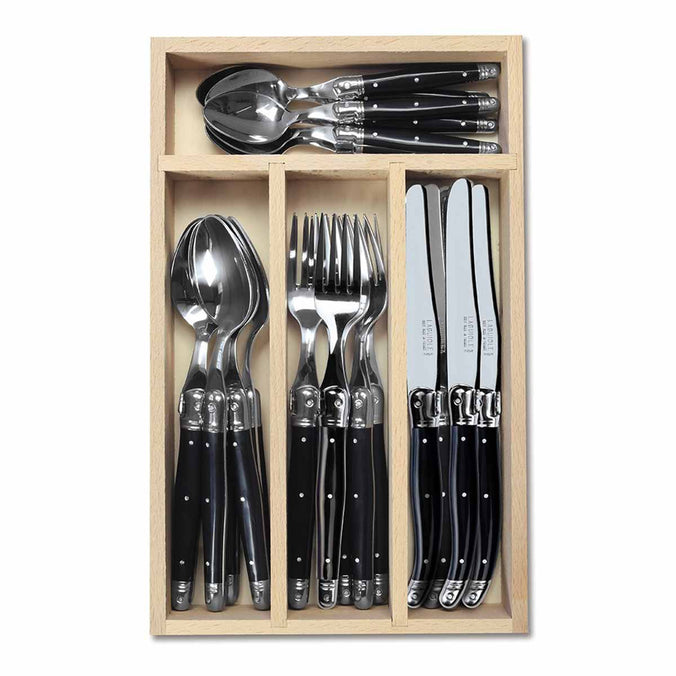 Laguiole 24 Piece Cutlery Set in Wooden Tray