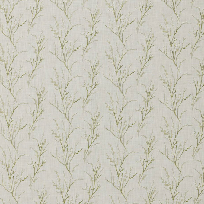 Laura Ashley Pussy Willow Embroidery Hedgerow Green Fabric
