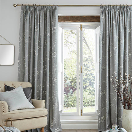 Laura Ashley Pussy Willow Steel Lined Pencil Pleat Curtains