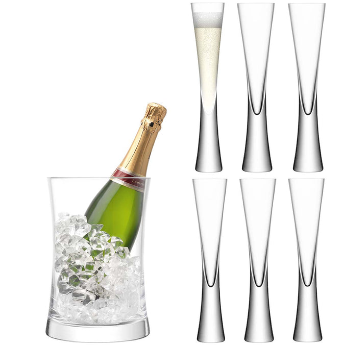 LSA Moya Serving Set - 6 Champagne Glasses & Ice Bucket