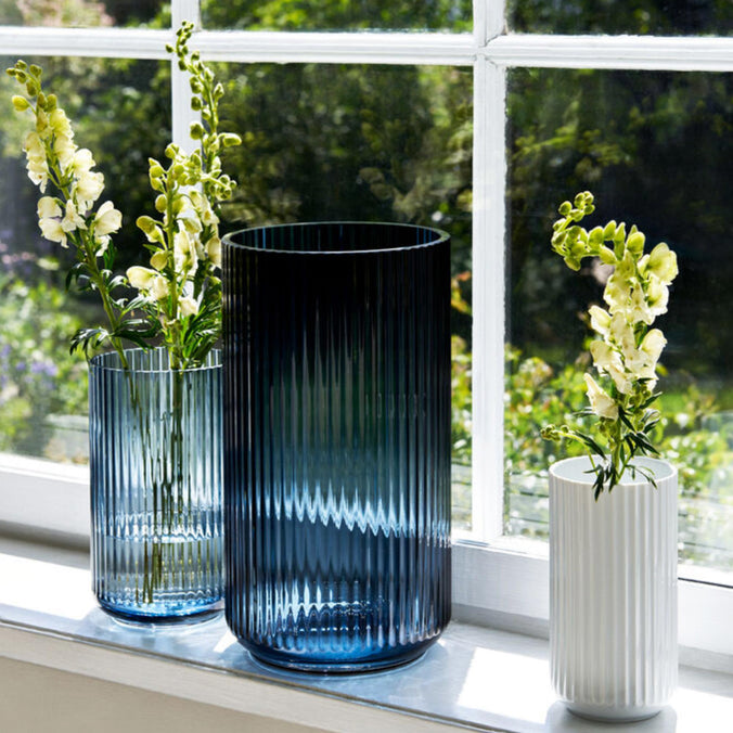 Lyngby Porcelaen Mouth Blown Glass Vase, Midnight Blue