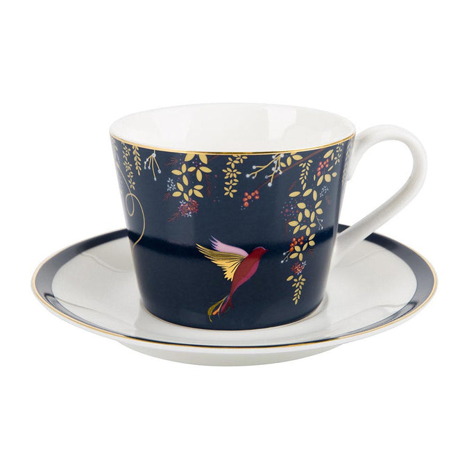 Sara Miller Chelsea Collection Hummingbird Tea Cup & Saucer  - Navy 0.20L