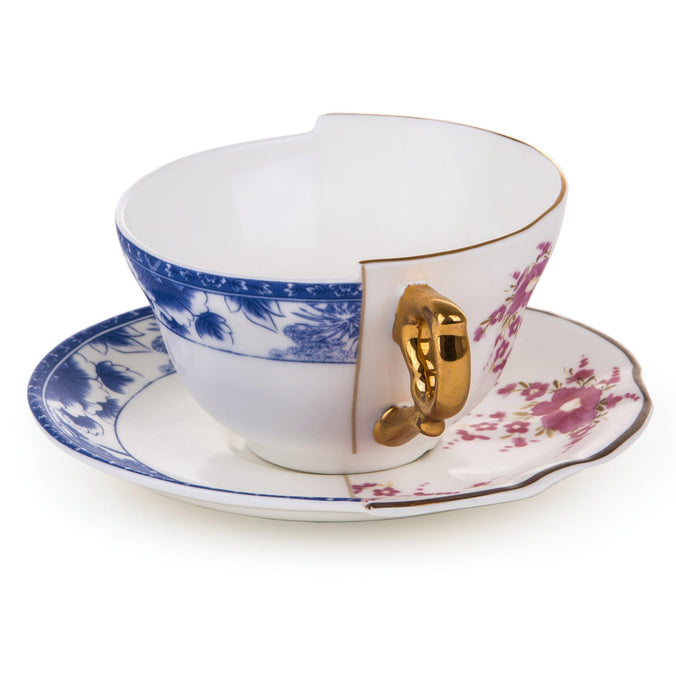 Seletti Hybrid Porcelain Tea cup with Saucer, Zenobia