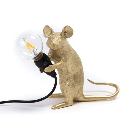 Seletti Mouse Lamp USB, Sitting Gold