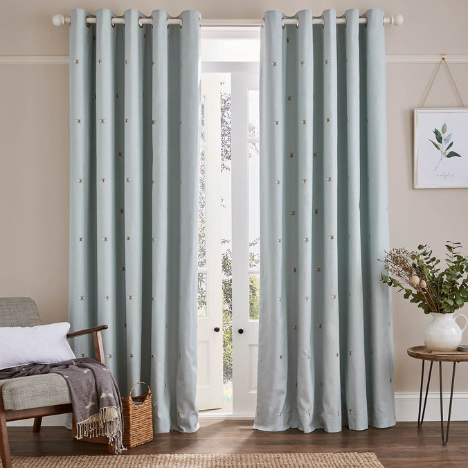 Sophie Allport Bee Duckegg Blackout Lined Eyelet Curtains